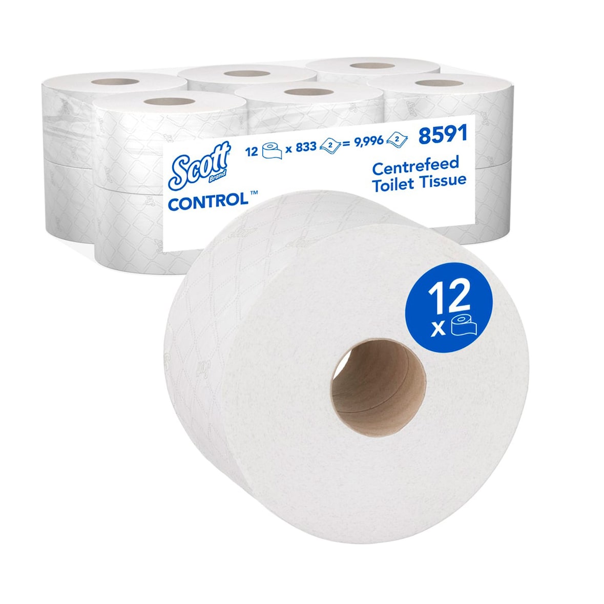 Papier Hygiénique Rouleau dévidage central - SCOTT CONTROL x 12 rouleaux - Kimberly-Clark