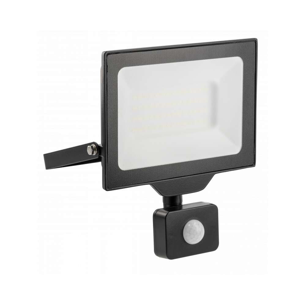 50w Hochwertiger LED Fluter Strahler Flutlicht für den Außenbereich und Feuchtraum IP65 IK08 mit Bewegungs Sensor in schwarz Eckig|Kaltweiß