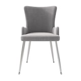 thumbnail of Esszimmerstuhl 2er Set Samt Grau+Silber 85x47x49 cm mit Metallbeinen modern und bequem, vielseitig als Dining und Lounge Stuhl, einfache Montage