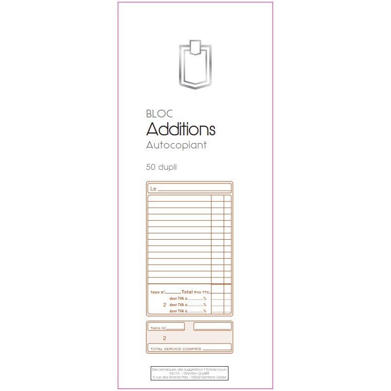 METRO PROFESSIONAL Bloc Addition dupli 96 x 235 mm x 10