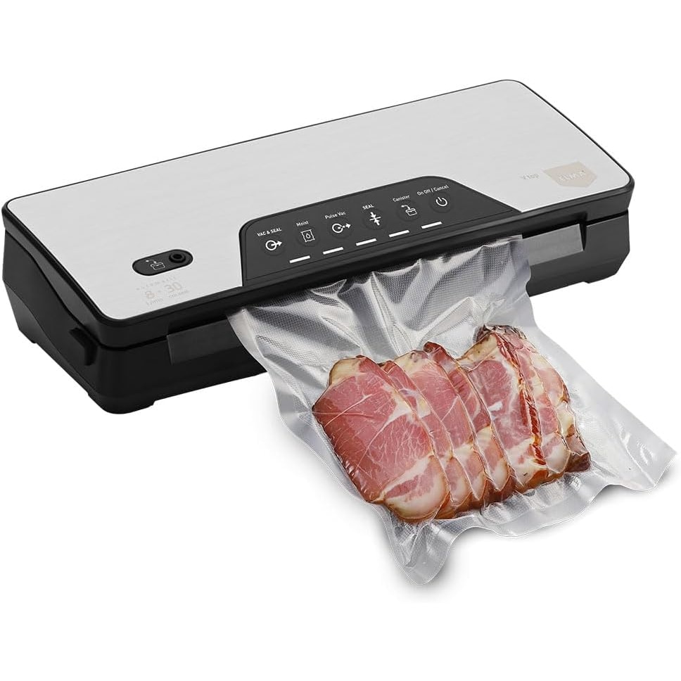 ELMA Envasadora al Vacío Doméstica V Top, Máquina Alimentos con Cortador incluido, Inalámbrica, incluye Rollo Gofrado, 38,5x14,5x8,2 cm, 80W