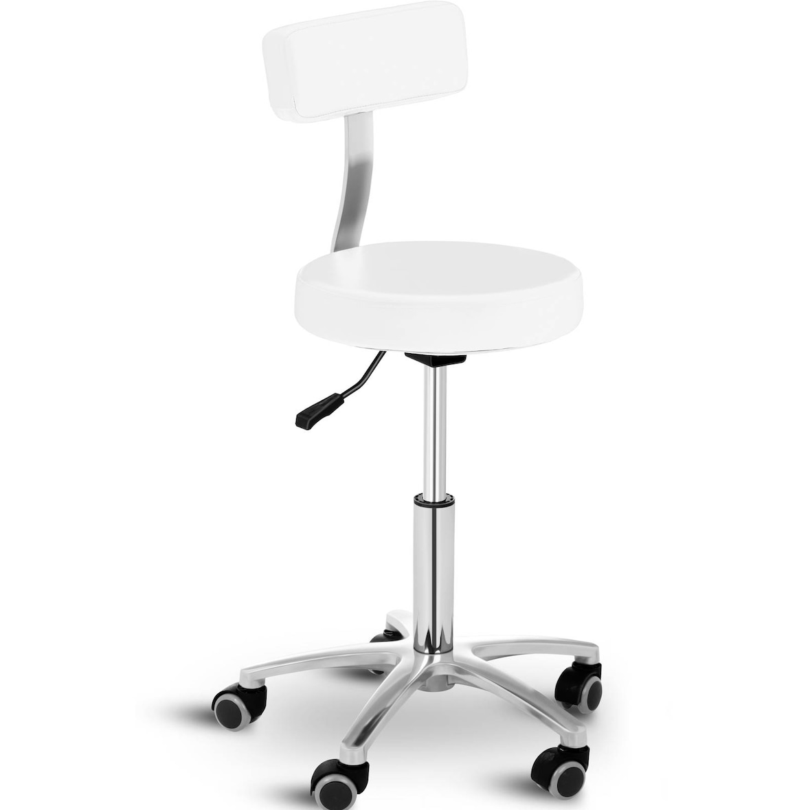 physa Rollhocker mit Lehne - 460 - 600 mm - 150 kg - Weiß