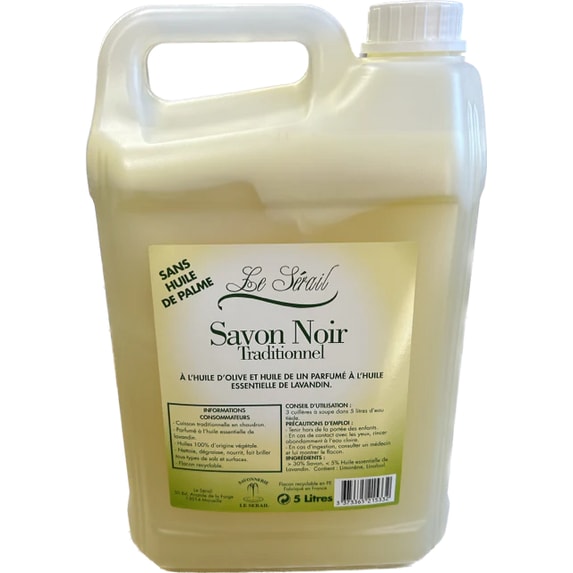 marca Le Serail, Sabonete Líquido Preto de Marselha,  fabricado com sabonete de Marselha e ingredientes naturais, frasco de 1 litro