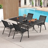 thumbnail of COSTWAY Set van 4 tuinstoelen van Textilene stof, stapelbaar met metalen poten, draagvermogen 150 kg, 56 × 70 × 84 cm (Zwart, 4 stuks)