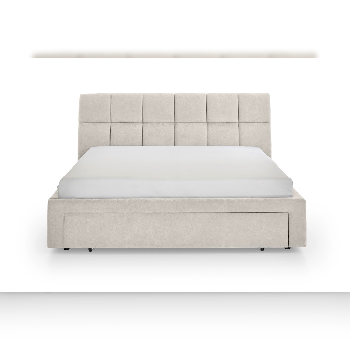 Meise Möbel Polsterbett Canyon 180x200 cm | Doppelbett | Bettgestell | Hundebett-Schubkasten inkl. Kissen | Strukturstoff Beige