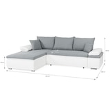 thumbnail of Canapé d'angle réversible convertible 3 places+Coffre - Simili blanc et tissu gris - CELINA - L 274 x P 184 cm - Fabriqué en AUCUNE