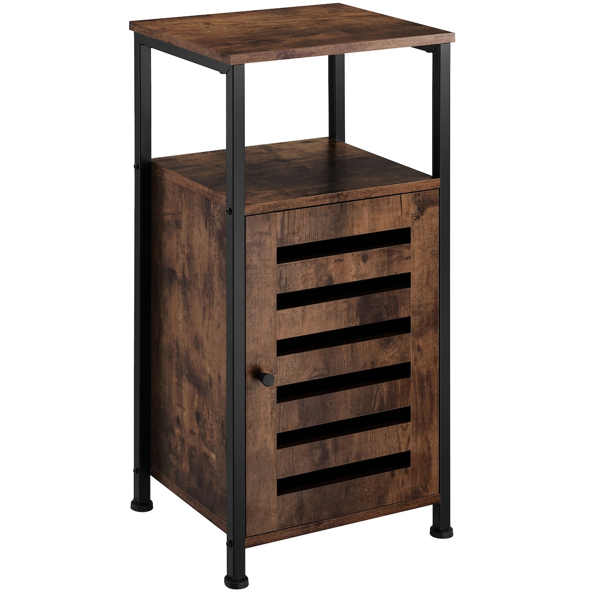 tectake Armoire d’appoint DURHAM Meuble de rangement Style Vintage 38,5x31,5x81cm - Bois foncé industriel, rustique - 404223