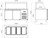 thumbnail of vaiotec Salattheke / 2-fach mit Türen, Glasaufbau, für 4x GN 1/1 "schwarz", 1500 x 800 mm