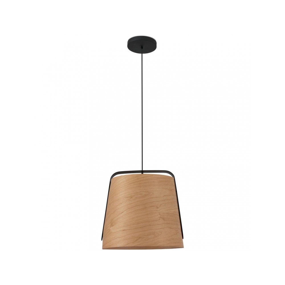 STOOD Lampada sospensione nera et legno