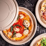 thumbnail of Honest Pack Pizzakarton aus Zuckerrohr 33x3 cm 150 Stück, 100% biologisch abbaubare, kompostierbare Pizzaschachtel, Keine Faltung, platzsparend