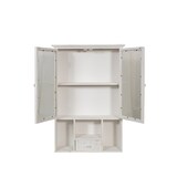 thumbnail of Biscottini Mobiletto bagno sospeso Legno e vetro 89x60x18 cm - Vetrinetta da parete per bagno e cucina - Vetrina bianca porta detersivi salvaspazio