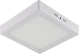 Ein quadratischer, weißer Deckenlampen-Aufbauleuchte.