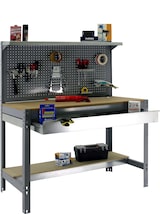 thumbnail of Banco da lavoro senza viti con ripiani in legno e cassetto Simonwork BT3 BOX. Colore grigio/legno 1445x910x610 mm