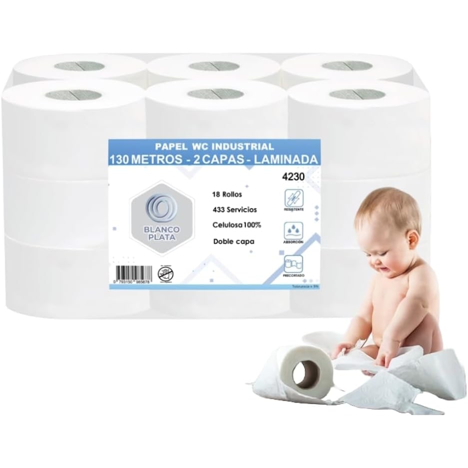Blancoplata Papel Higiénico industrial 2 capas, 18 ud