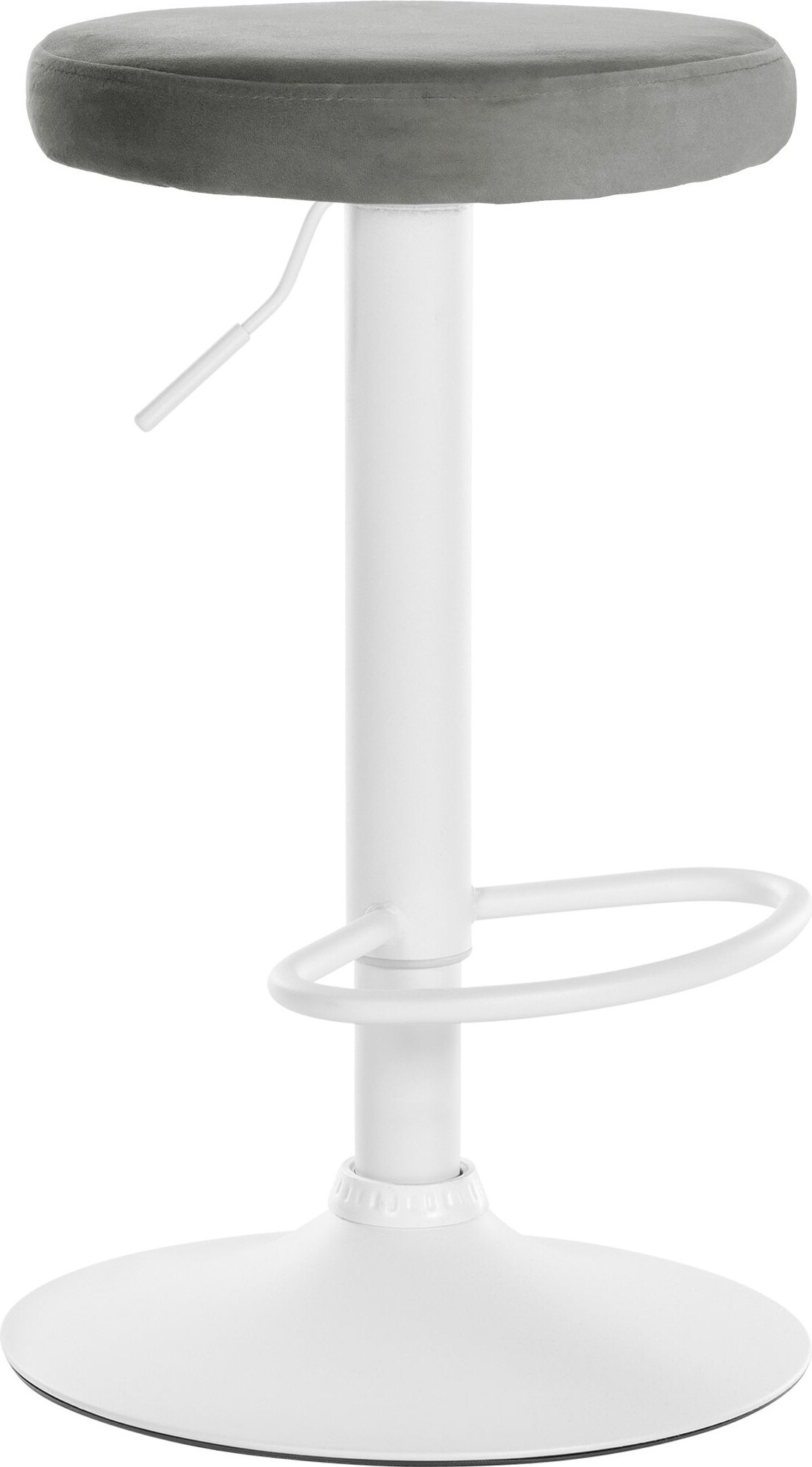 Barhocker KAZON - Samt Grau 38.5x38.5x60 cm Weiß | Barstuhl Höhenverstellbar Tresenhocker Tresenstuhl Kneipenhocker Kneipenstuhl