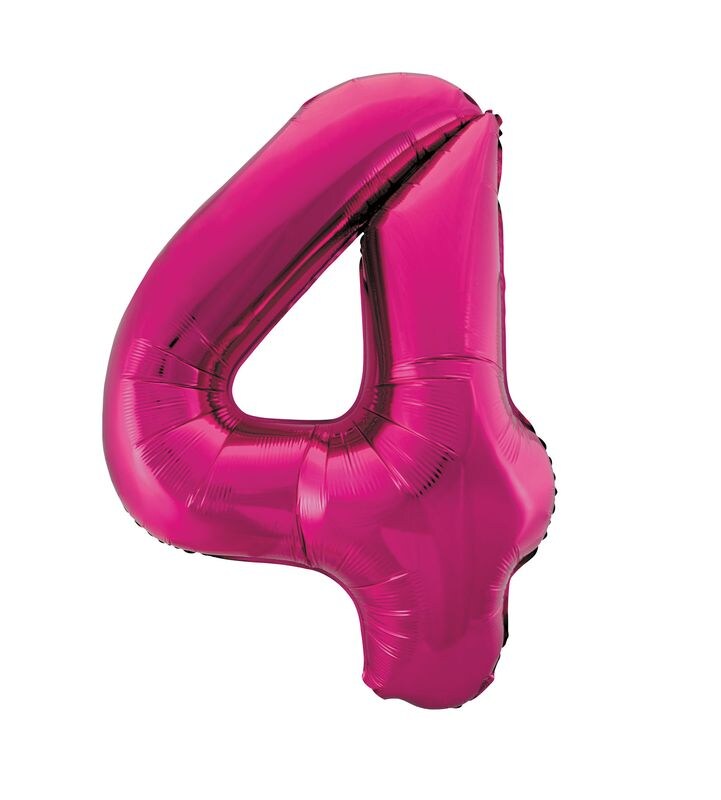 Folienballon Zahl 4 pink