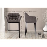 thumbnail of Taburete de Bar Damaso Tela con Base de Cuatro Patas Gris/Negro