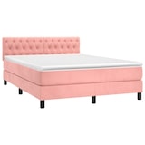 thumbnail of vidaXL Boxspringbett mit Matratze & LED Rosa 140x200 cm Samt