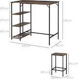 thumbnail of 3-teiliges Bar-Set mit 2 Hockern, 3 Regalböden & Verstellbaren Füßen, Rustikal Braun, 109 x 60 x 100 cm