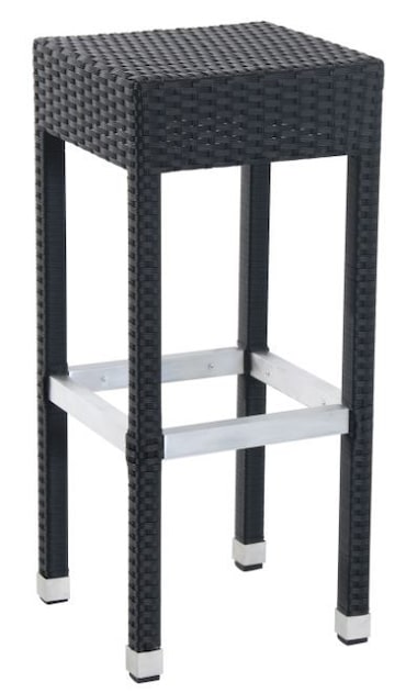 METRO PROFESSIONAL Banco de bar com apoio para os pés Barbados, alumínio/rattan PE, preto