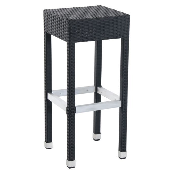 METRO PROFESSIONAL Banco de bar com apoio para os pés Barbados, alumínio/rattan PE, preto