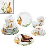 thumbnail of 18tlg Kaffeeservice Osterfreude Porzellan 6 Pers Tassen Untertassen Teller Hase