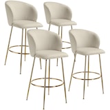 thumbnail of tectake Chaise de bar avec dossier LUANA aspect velours - crème/or, Lot de 4 - 405866