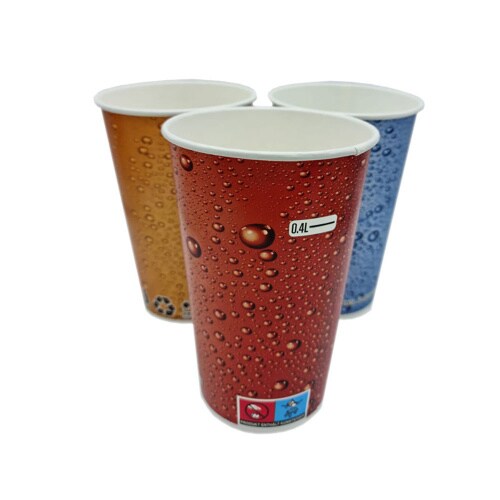 1000 Hartpapierbecher Trinkbecher 400 ml Ø 90 x 135 mm Aventura mit Einstrich