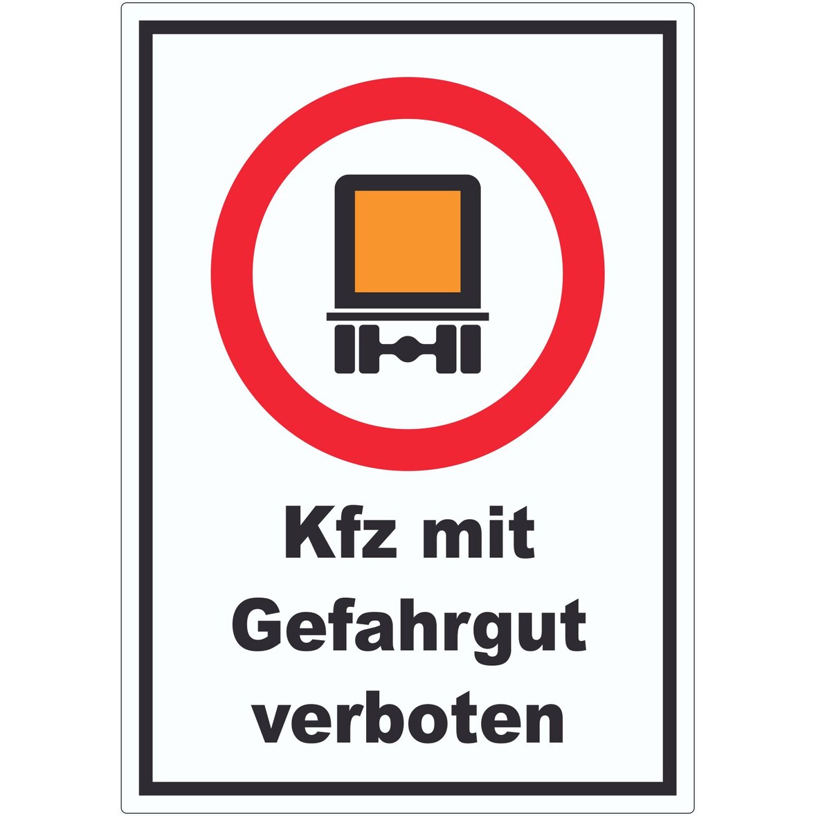 Verbot Kfz mit Gefahrgut Aufkleber A8 (52x74mm)
