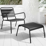 thumbnail of Fauteuil relax et repose pied en métal anthracite