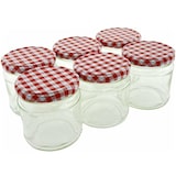 thumbnail of Confituurpot Jampot Inmaakpot met Geruite schroefdeksel van 210 ml - 7 x 7 cm - 24 stuks
