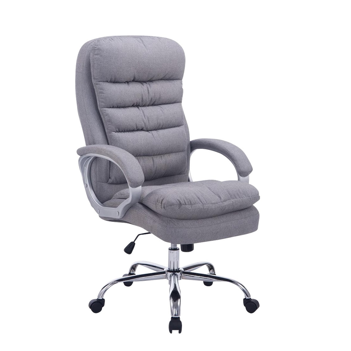 Décoshop26 - Fauteuil de bureau ergonomique et confortable jusqu'à 235 kg en tissu gris et métal chromé 10_0002404