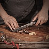 thumbnail of Wakoli EBO Damast Tranchiermesser I 16 cm Klinge I schwarzer Eichenholzgriff