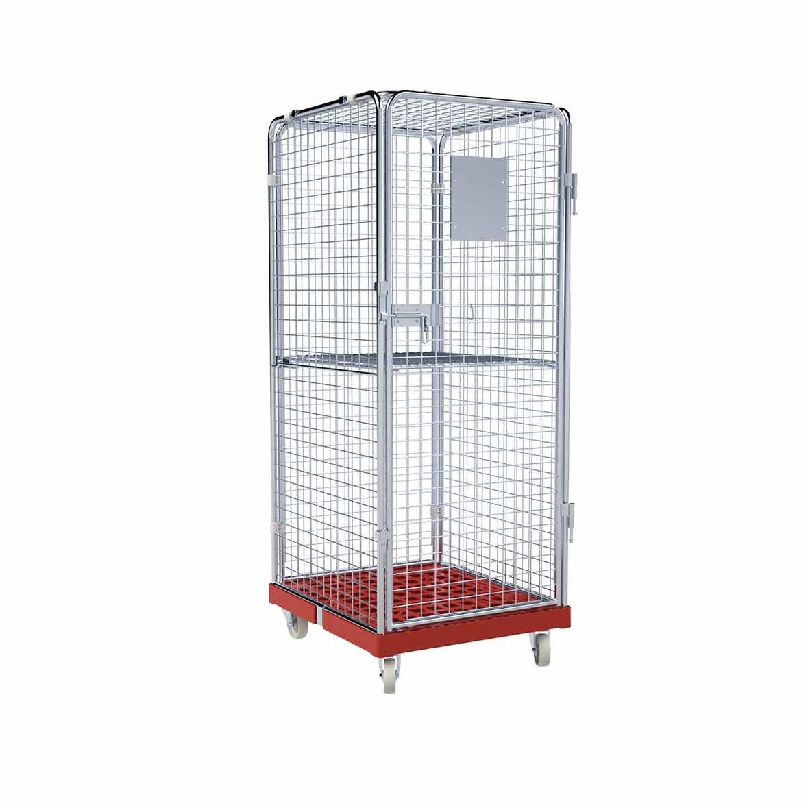 Rollbehälter ADB 1600 KU rot, 724 x 815 mm, 5-seitig, 1 Tür, 1 ZWB klappbar, Cr 3