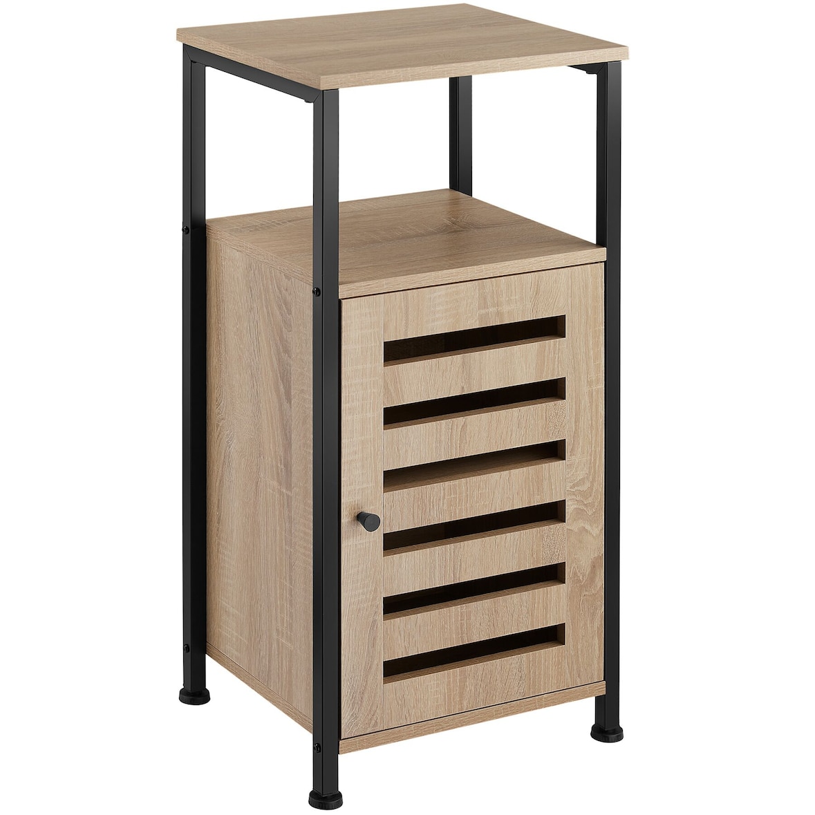 tectake Armoire d’appoint DURHAM Meuble de rangement Style Vintage 38,5x31,5x81cm - Bois clair industriel, Chêne Sonoma - 404224