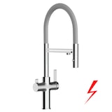 thumbnail of Niederdruck 3 Wege Wasserhahn Küchenarmatur Spültischmischer FC, Verchromt, mit 360° schwenkbarem Grau Auslauf und abnehmbare 2 strahl Handbrause