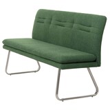 thumbnail of Sitzbank | HxBxT 93x180x58cm | Sitzhöhe 51cm | Lehne Stoff/Textil Bouclé Edelstahl gebürstet 180cm | Grün | Esszimmerbank Bank Polsterbank