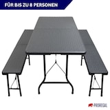 thumbnail of CHEFGASTRO Bierzeltgarnitur klappbar 180cm 3-teilig 1x Buffettisch 2x Bierbänke mit Tragegriffe Rattan Optik Kunststoff wetterfest Gartengarnitur