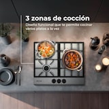 thumbnail of Placa de Gas EVVO V66 Inox — 3 quemadores, acabado acero inoxidable, compatible con Gas Natural y Butano