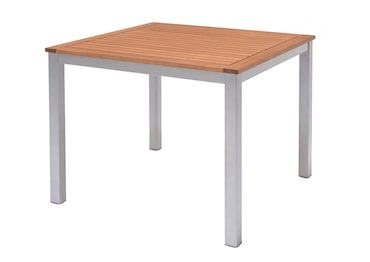METRO PROFESSIONAL Mesa de bistrô Lynx, alumínio/madeira de eucalipto, 90 x 90 cm, quadrada, prateado