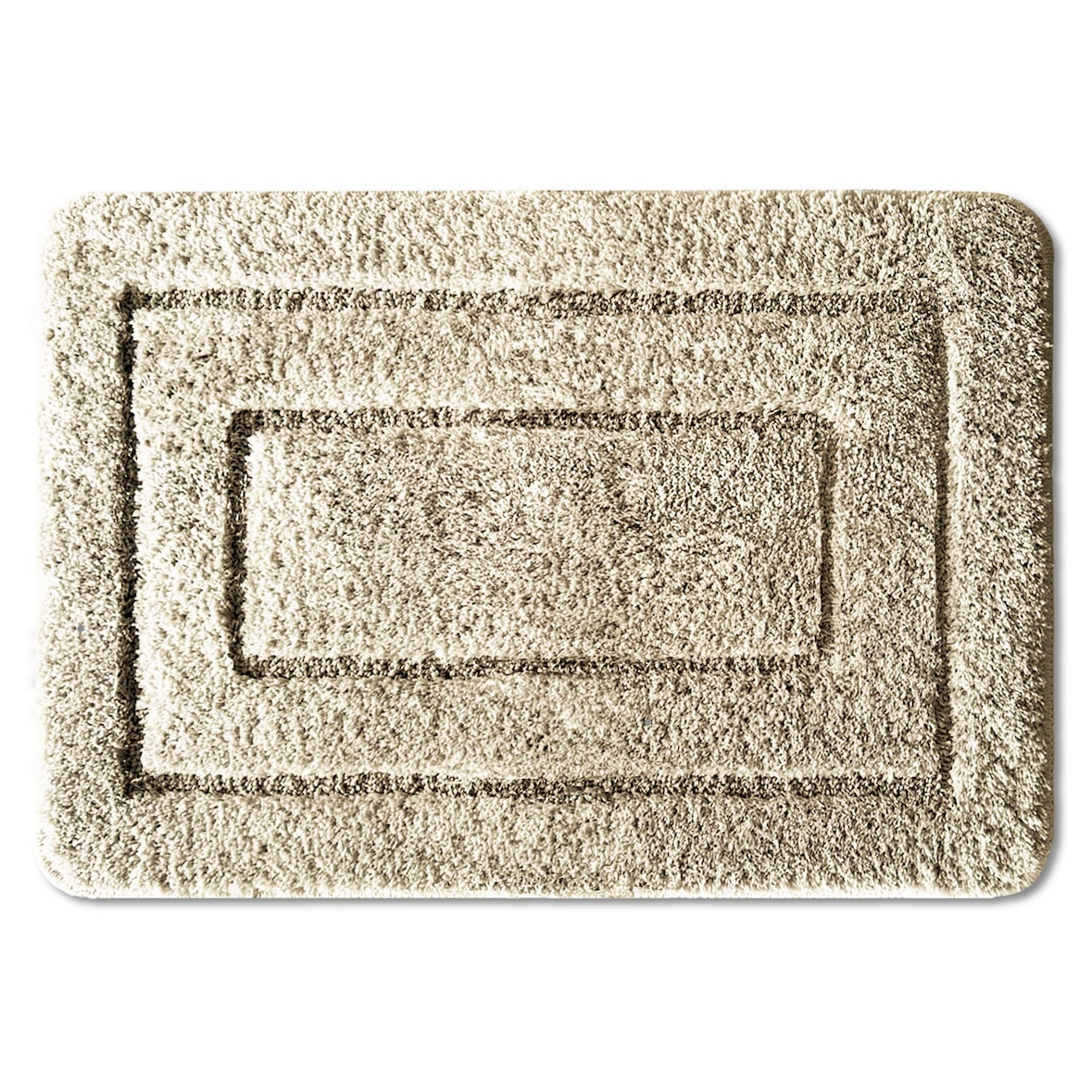 Badteppich Atlantis - extra flauschig & schnelltrocknend - Badezimmerteppich mit rutschsicherer Rückseite - Badematte (Beige, 70 x 120 cm)