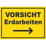 thumbnail of Vorsicht Erdarbeiten mit Richtungspfeil rechts Schild A3 (297x420mm)