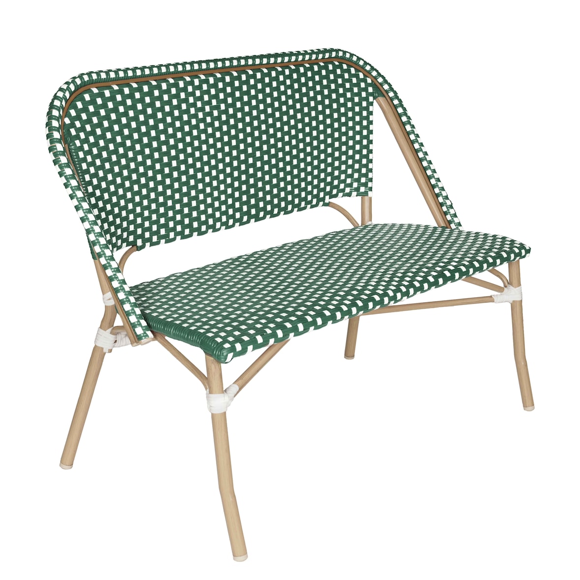 Panca da terrazza in alluminio e rattan sintetico bianco e verde