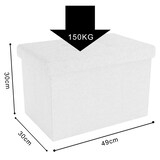 thumbnail of Intirilife Faltbare Sitzbank 49x30x30 cm in SCHNEE WEIß - Sitzwürfel Fußhocker Sitzhocker mit Stauraum und Deckel aus Stoff mit Mulden