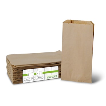 greenbox - bolsas planas de papel 10 + 5 x 19 cm, marrón, 1000 unidades.