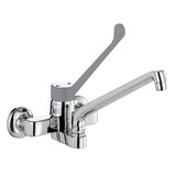 thumbnail of Rubinetto miscelatore biforo da parete, monocomando con leva clinica e canna girevole da 220 mm - mod.1s.4021.45.72