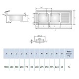 thumbnail of Fregadero doble seno con escurridor INOX para hostelería 1800x600x250mm