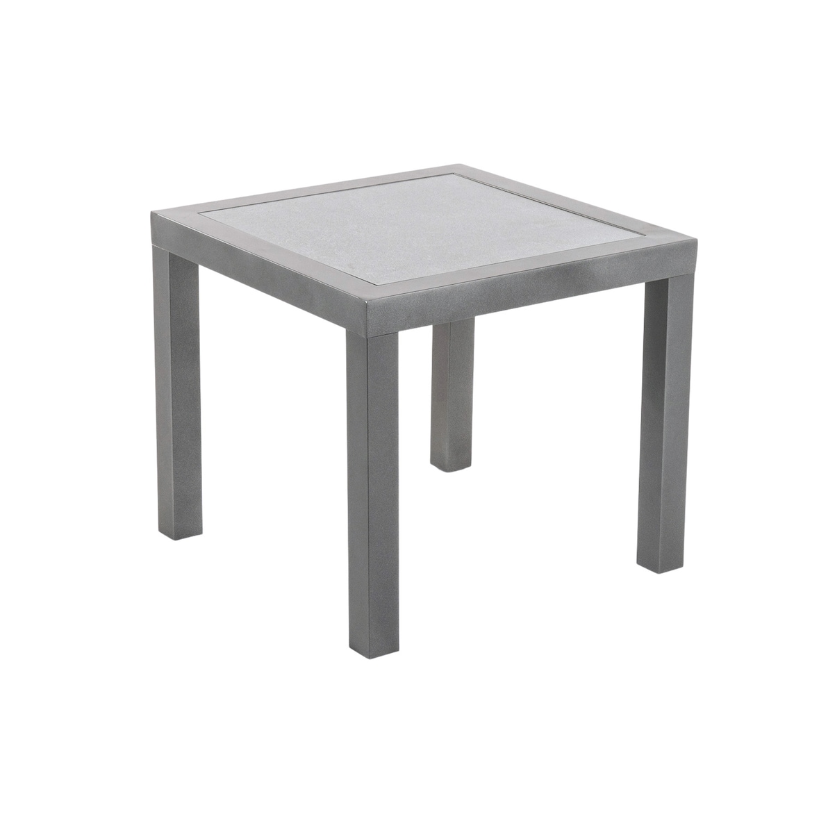 Mesa auxiliar de jardín, Tamaño: 50x50x45 cm, Aluminio reforzado color antracita, Tablero de cristal templado estilo cerámica