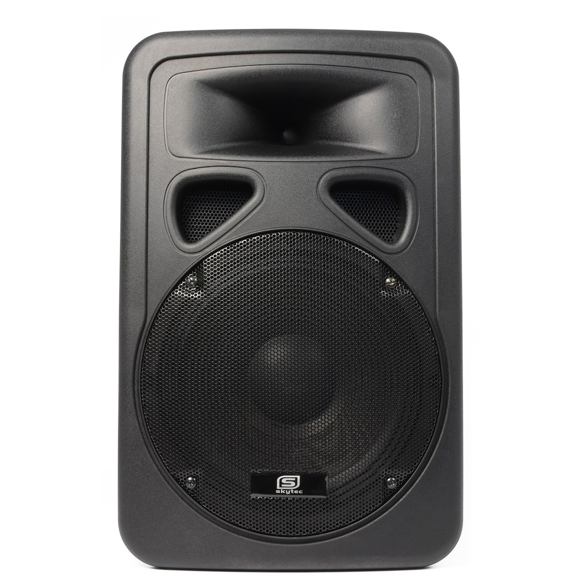 Enceinte Active 12 - Skytec SP1200A 600W Puissance Max, Boitier ABS Solide avec poignées, Plug and Play, Entrées Ligne et Micro