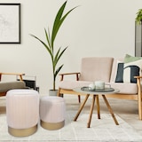 thumbnail of Rebecca Mobili Set 2 Pouf Contenitori Velluto Sgabello Beige con Base in Ferro